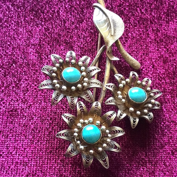 Vintage Turquoise Brooch - Picture 14 of 16